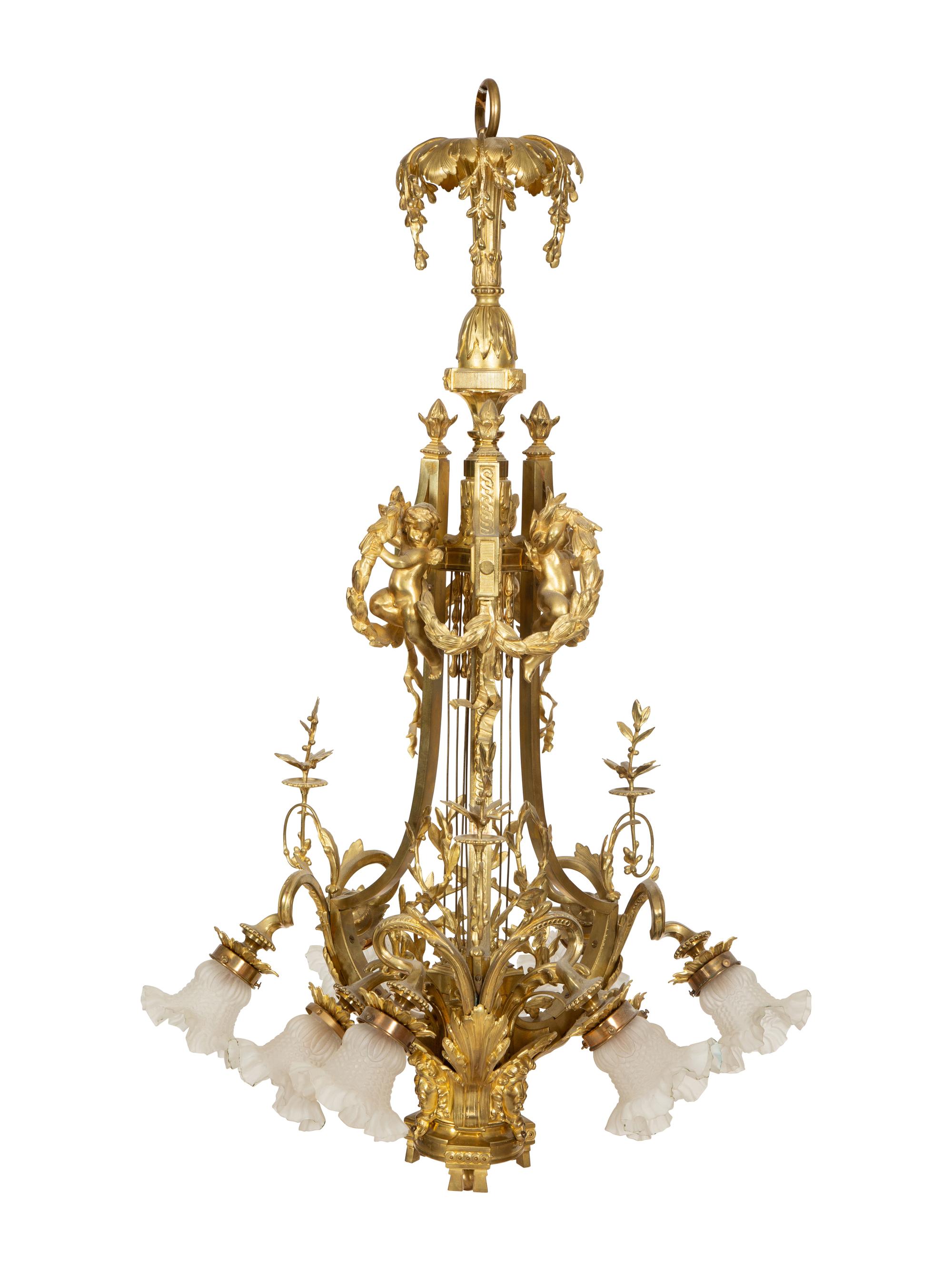 A Belle Epoch Gilt Bronze Nine-Light Chandelier