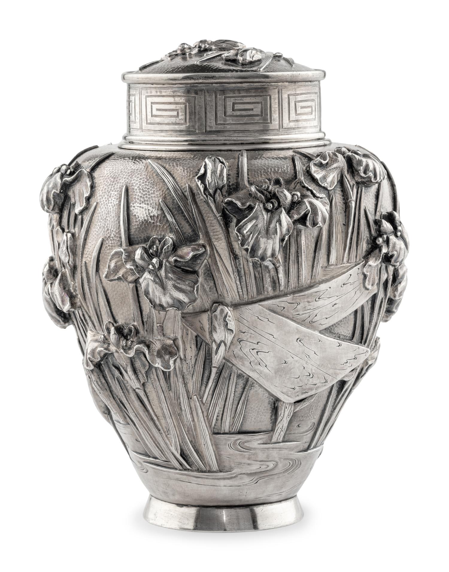 A Japanese Export Silver Tea Caddy
