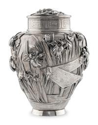 A Japanese Export Silver Tea Caddy