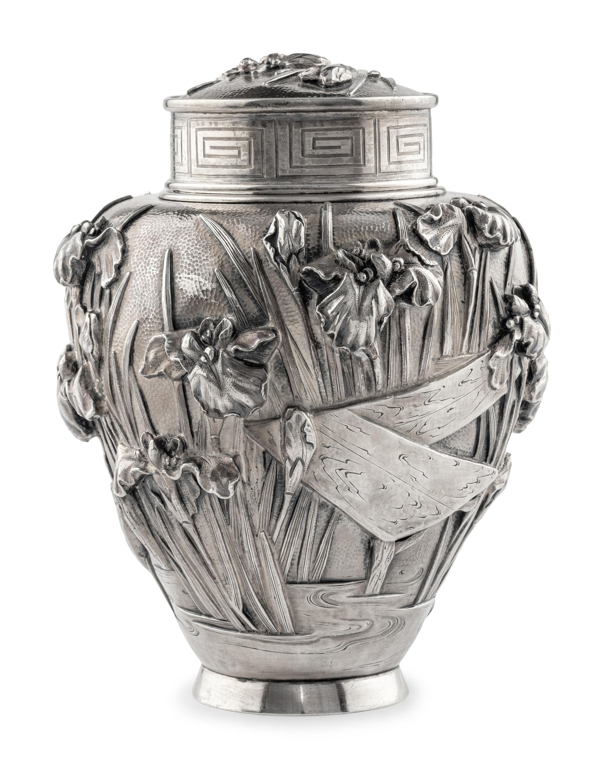 A Japanese Export Silver Tea Caddy