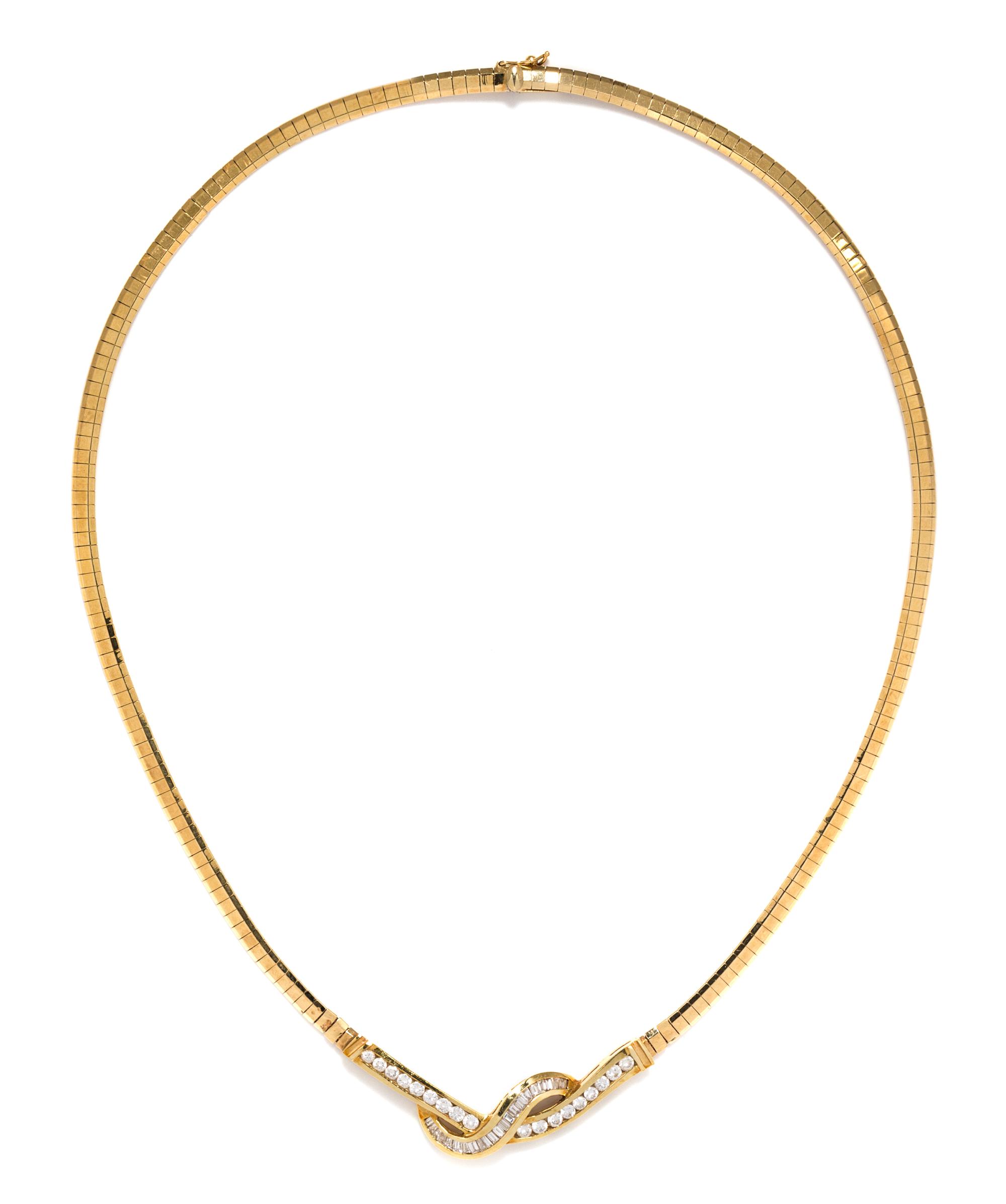 A 14 Karat Yellow Gold and Diamond Necklace, 15.90 dwts.