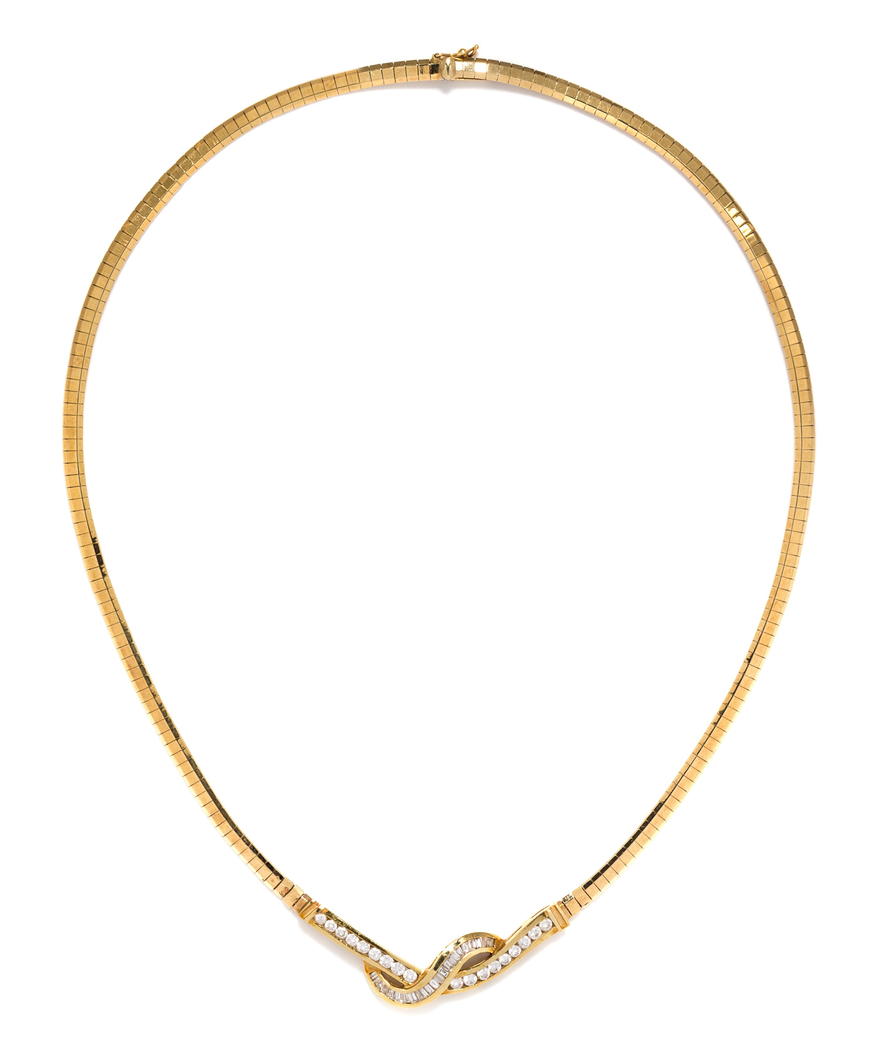 A 14 Karat Yellow Gold and Diamond Necklace, 15.90 dwts.