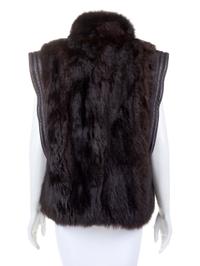 Brown Fur Jacket/Vest with Brown Leather Trim, 1980's