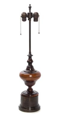 An English Turned Wood Urn Height overall 29 1/4 inches.