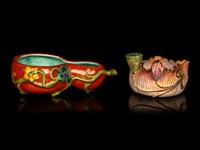 Two Chinese Famille Rose Porcelain Scholar's Objects