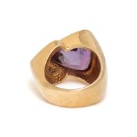 AMETHYST, DIAMOND, AND GOLD RING