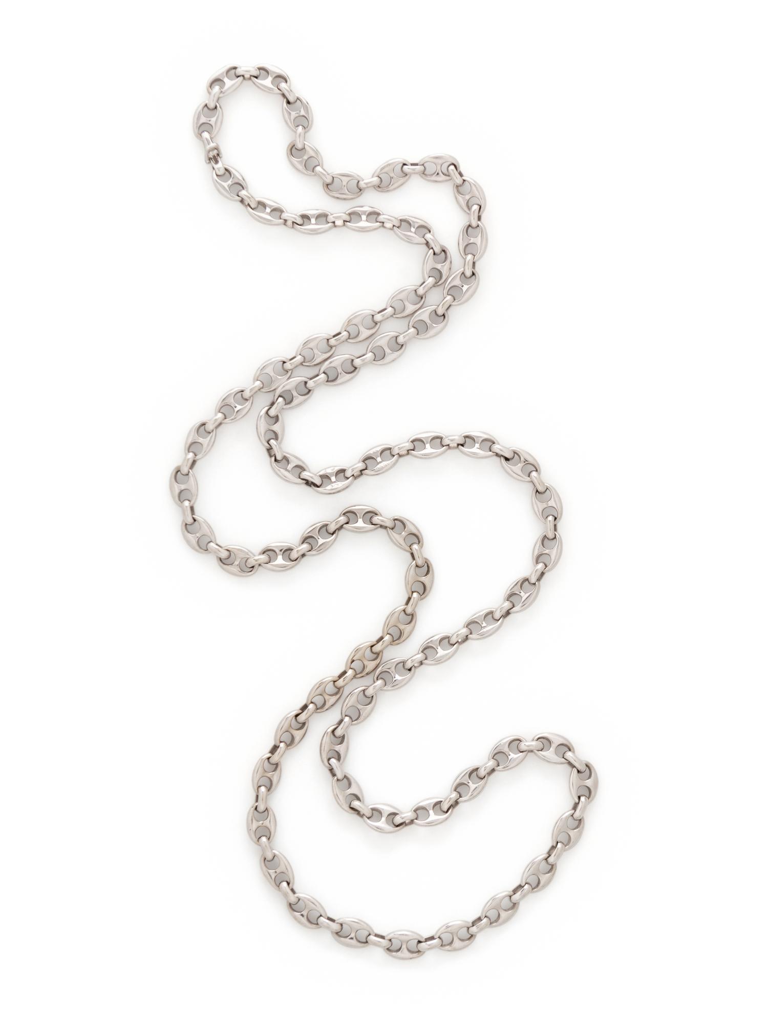 VAN CLEEF & ARPELS, WHITE GOLD LONG CHAIN NECKLACE