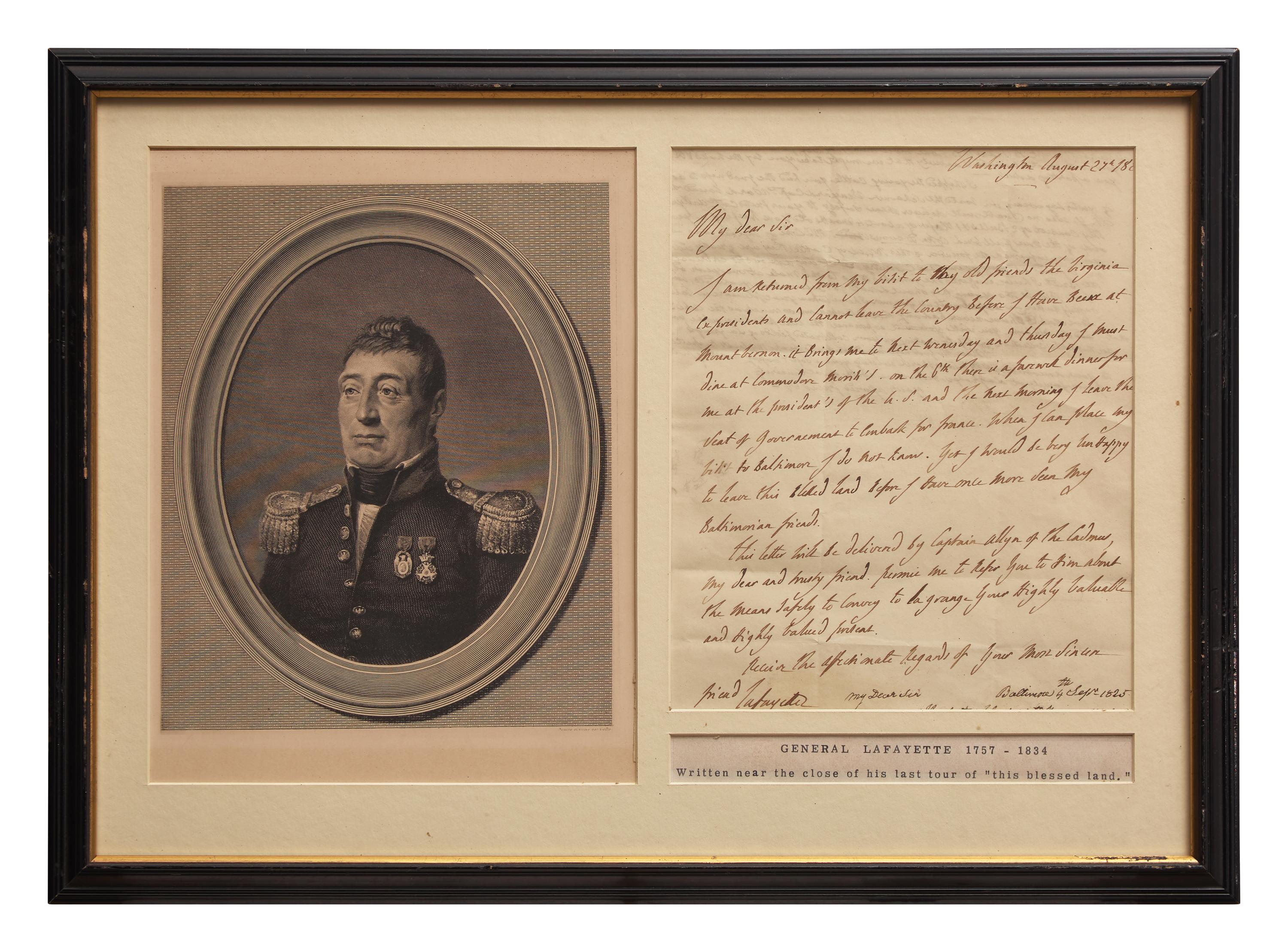 [American Revolution] Lafayette, Gilbert du Motier, Marquis de. Autograph Letter, signed