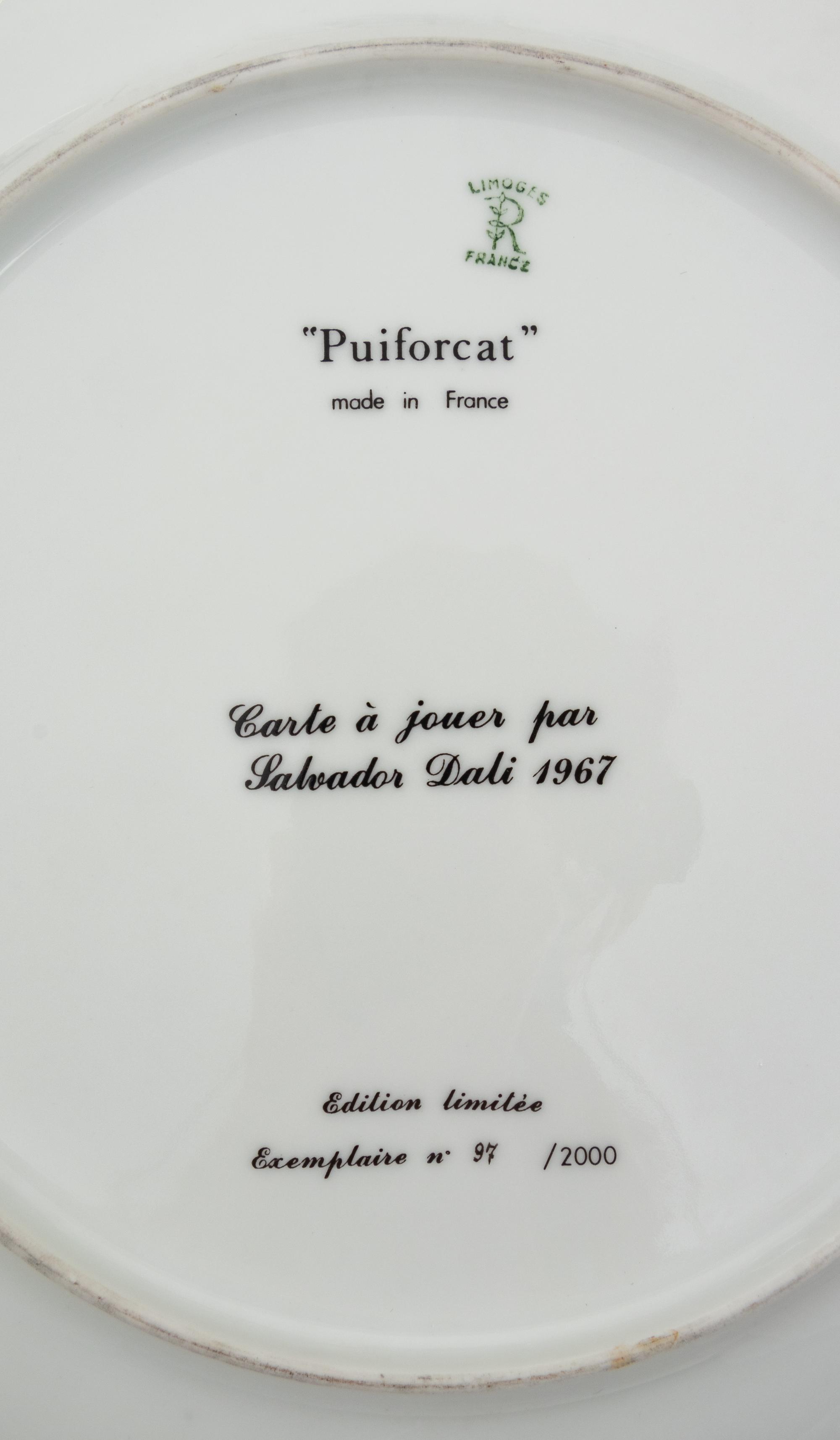 A Set of Five Limoges Porcelain "Puiforcat" Plates After Salvador Dali