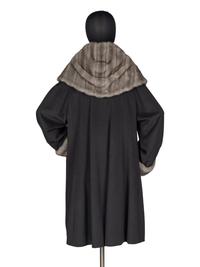 J. Mendel Wool Coat With Blue Iris Mink Fur Trim