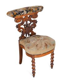 A Victorian Needlework-Upholstered Walnut Prie Dieu — 19TH CENTURY