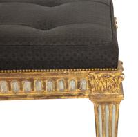 A Louis XIV Style Grey-Painted and Parcel Gilt Bench