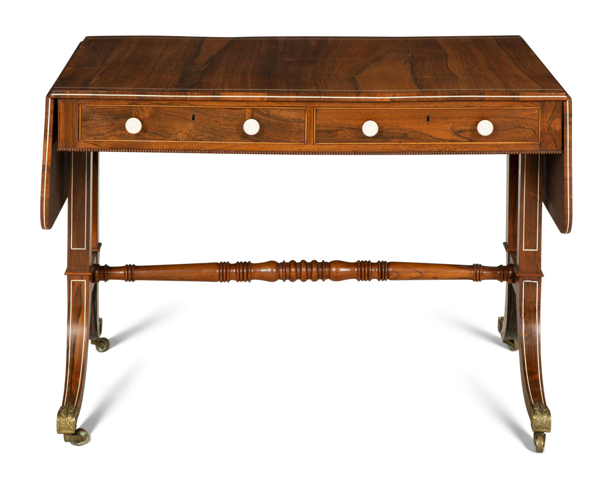 A Regency Style Rosewood Bone-Inlaid Sofa Table
