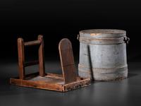 A Box Tape Loom and Painted Firkin