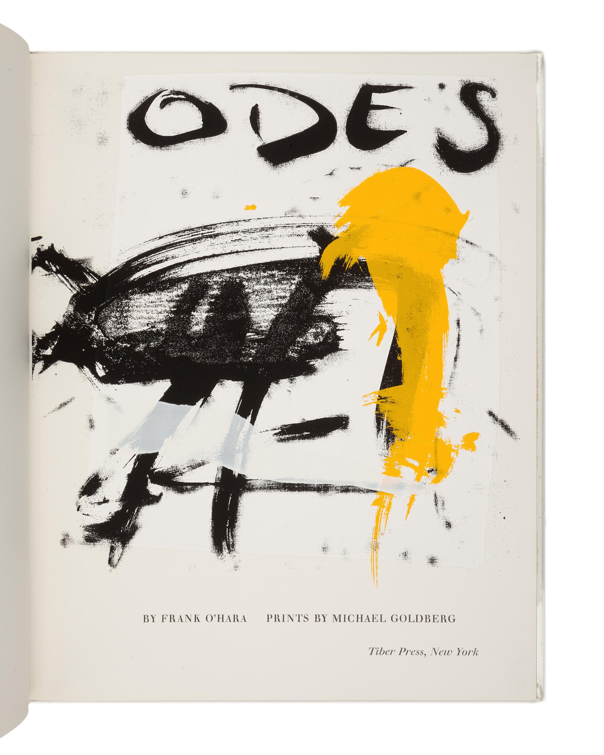 [ARTIST'S BOOK] -- [TIBER PRESS - ABSTRACT EXPRESSIONISM]. ASHBERY, John. The Poems . Prints by Joan MITCHELL. -- KOCH, Kenneth. Permanently. Prints by Alfred LESLIE. [with:] O'HARA, Frank. Odes. Prints by Michael GOLDBERG. -- SCHUYLER, James. Salute. Prints by Grace HARTIGAN. New York: Tiber Press, [1960].