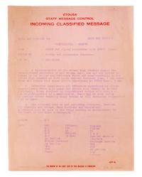 (WWI) EISENHOWER, DWIGHT D. Typed document, marked "Confidential," May 7, 1945. Re: end of war