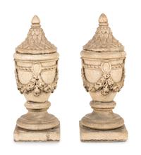 A Pair of Large Glazed Terra Cotta Finials