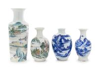 Four Porcelain Vases Height of tallest 13 1/4 inches. — 19TH-EARLY 20TH CEHTURY