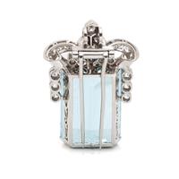 AQUAMARINE AND DIAMOND PENDANT/BROOCH