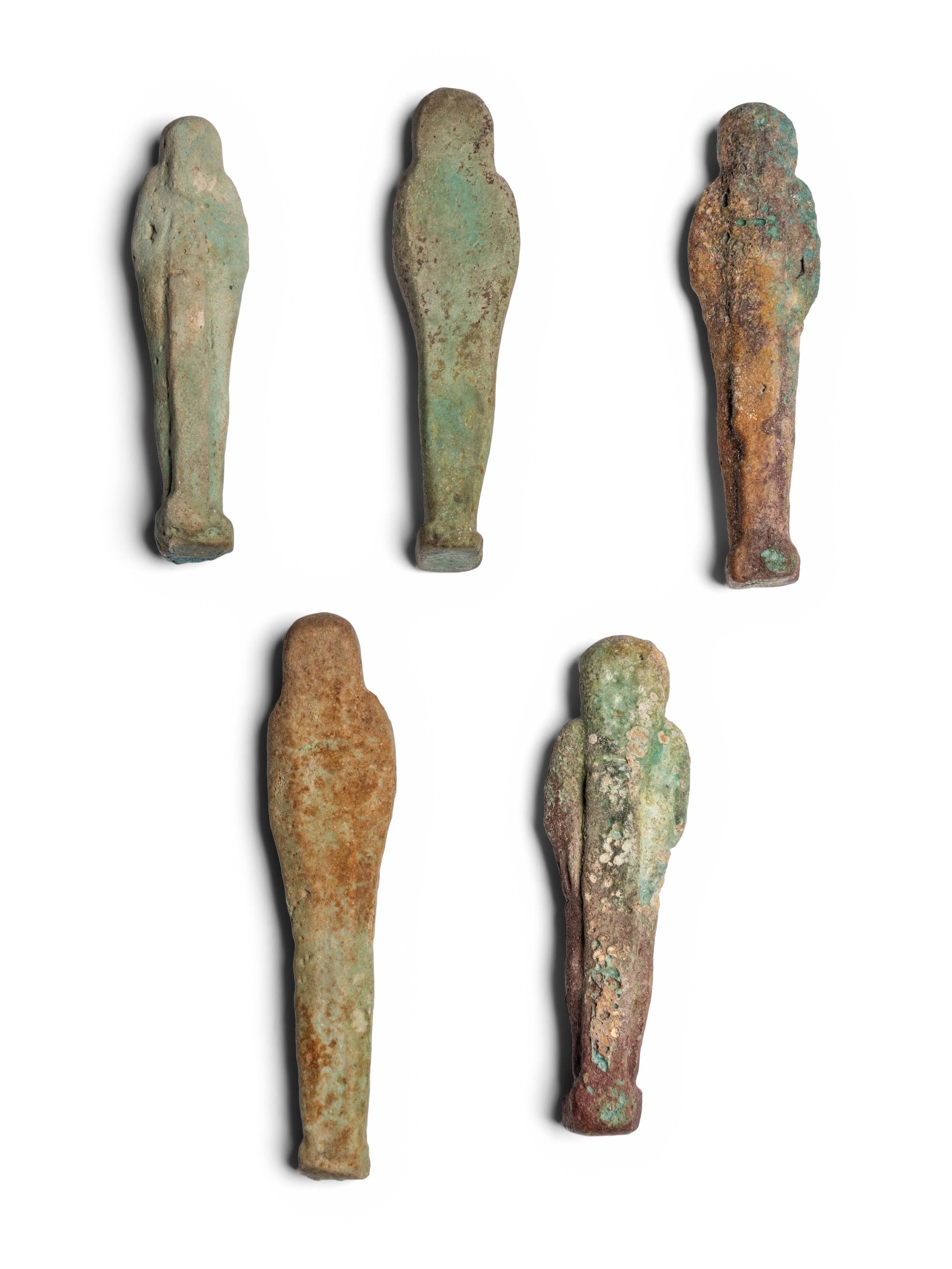 Five Egyptian Faience Ushabtis