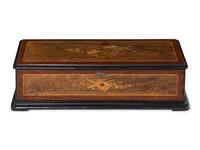 A Swiss Marquetry Harpe Harmonique Piccolo Cylinder Music Box