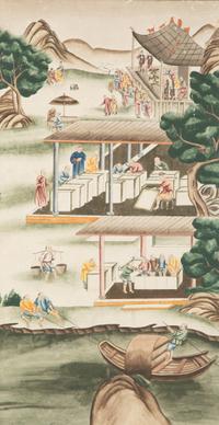 A Pair of Framed Chinese Wallpaper Panels