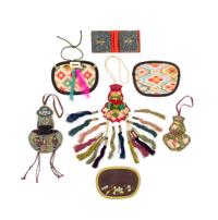Seven Chinese Embroidered Silk Purses Length of largest 6 3/4 inches. — 19TH CENTURY