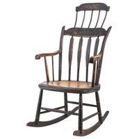 A Classical Arrowback Paint Decorated Windsor Armchair Rocker