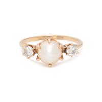 YELLOW GOLD, CULTURED PEARL AND DIAMOND RING
