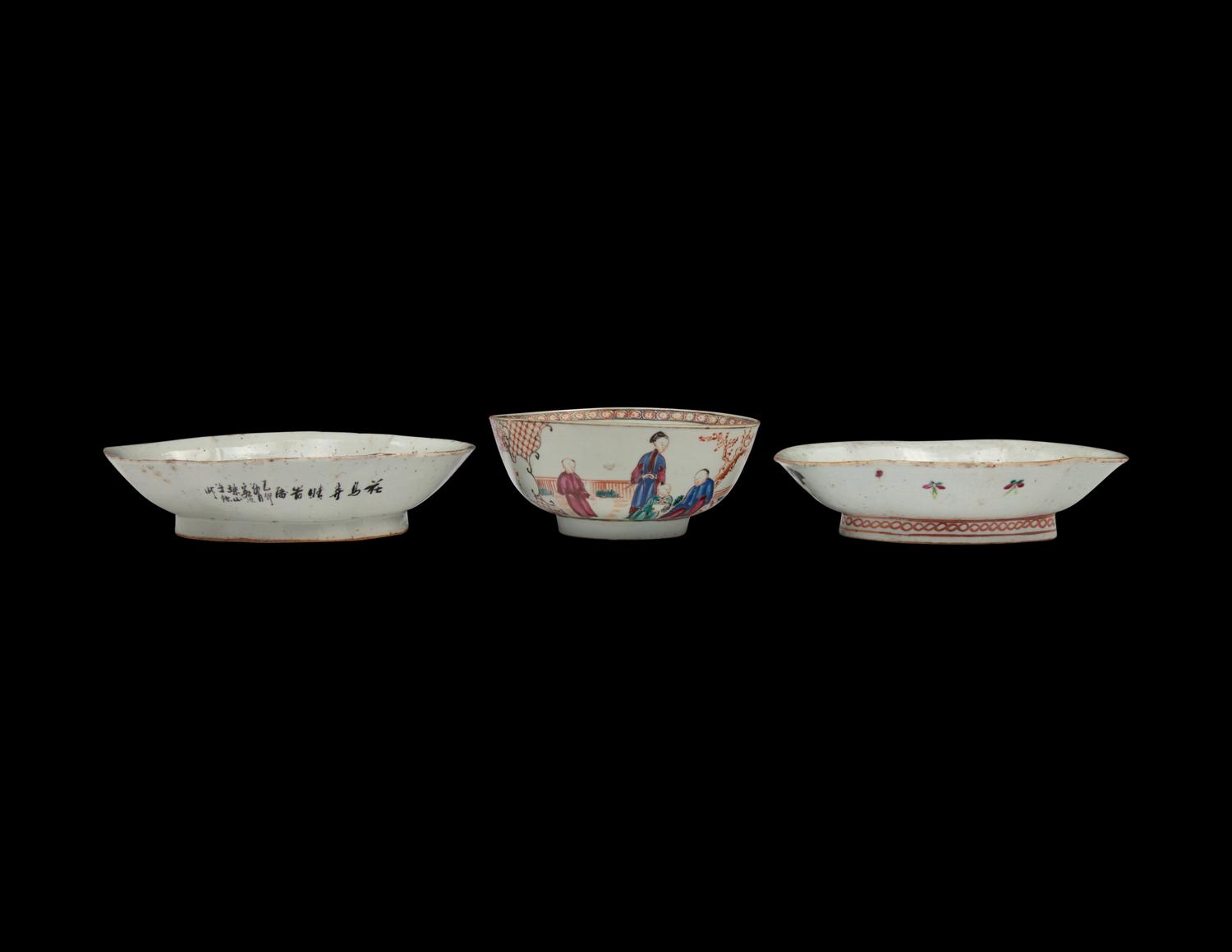 Three Chinese Famille Rose Porcelain Bowls