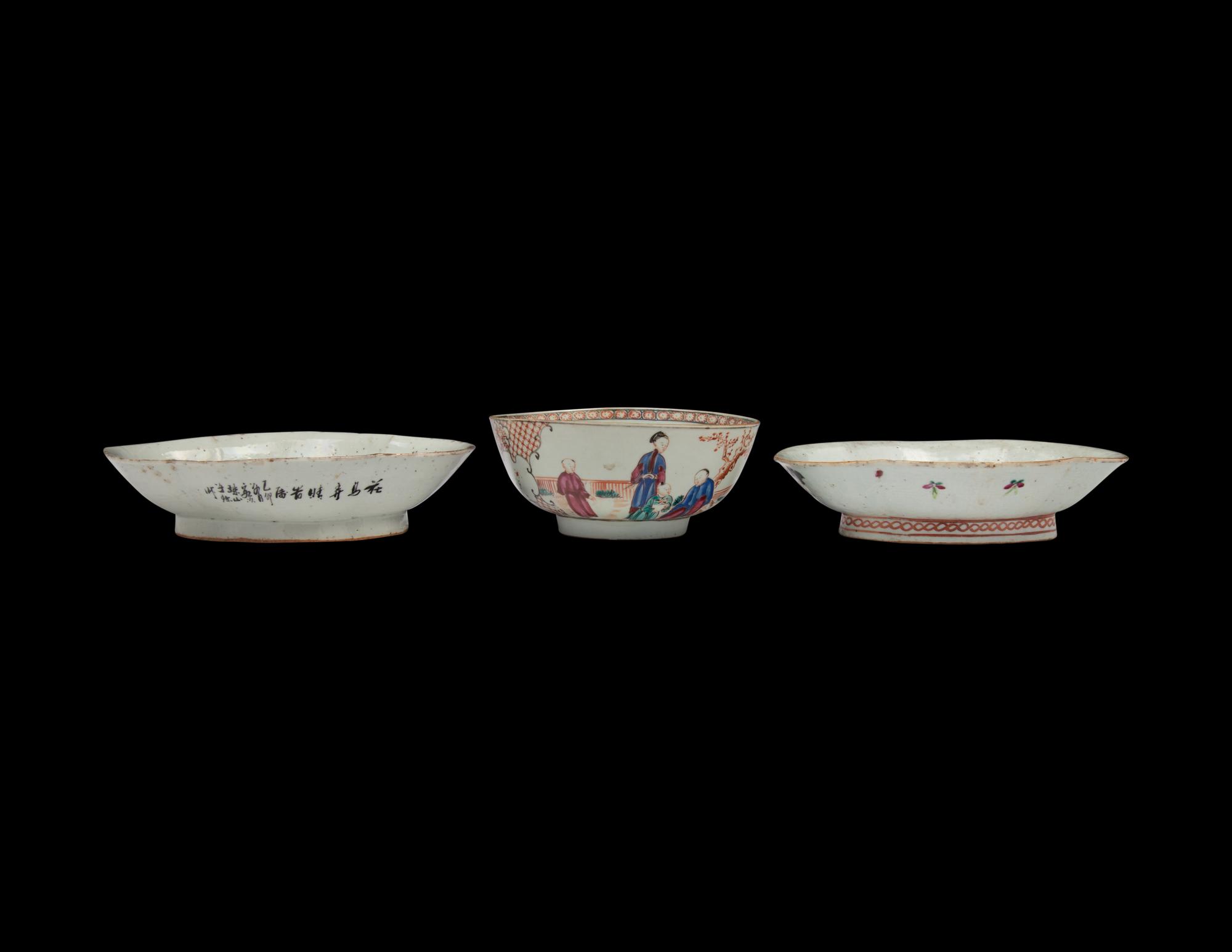 Three Chinese Famille Rose Porcelain Bowls