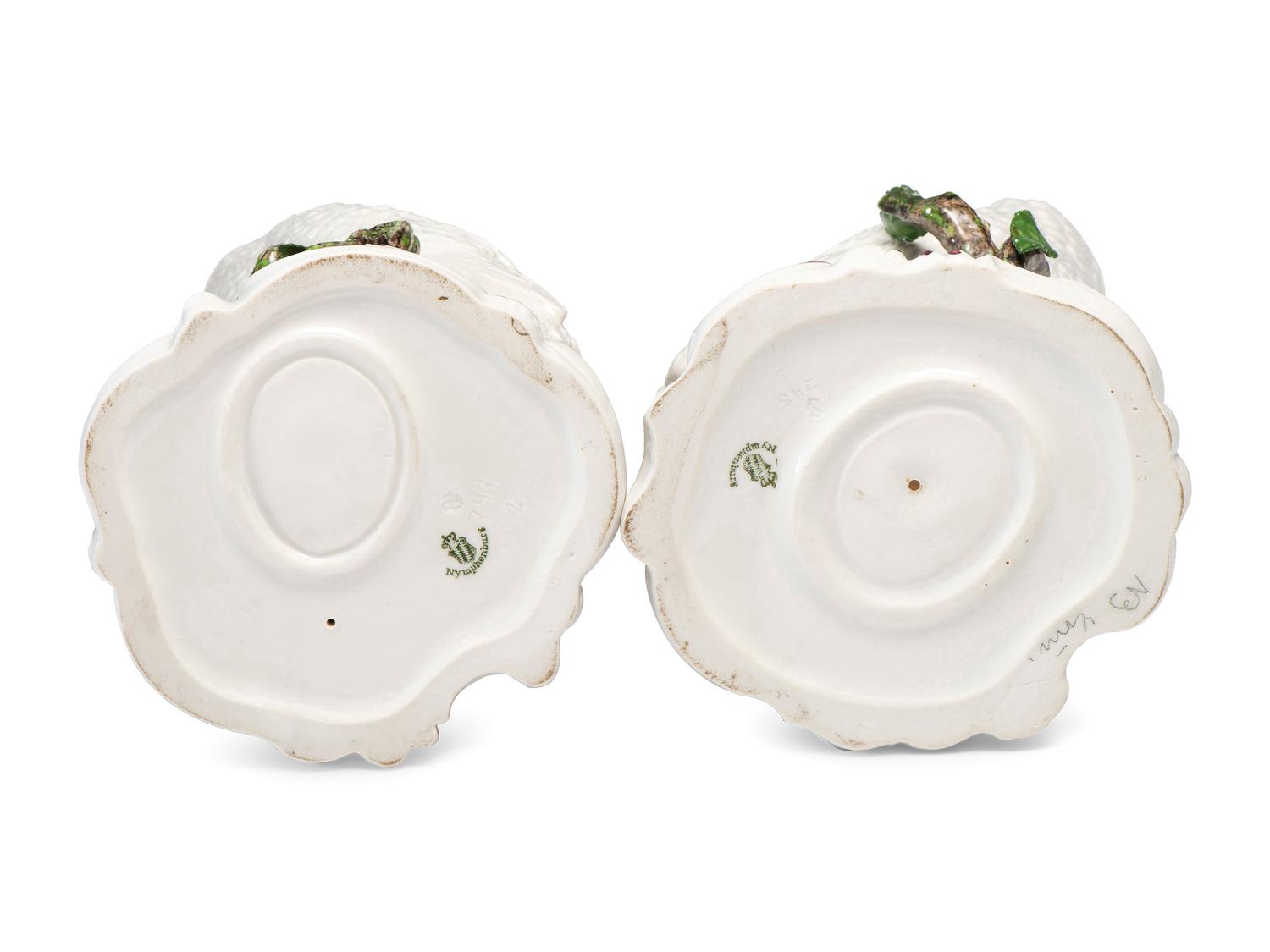 A Pair of Nymphenburg Porcelain Cockatoos