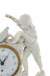 A French Gilt Bronze Mounted Biscuit Porcelain Figural Clock