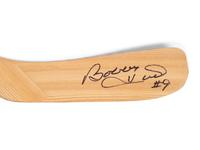 A Bobby Hull Signed Autograph Chicago Blackhawks Jersey and Hockey Stick (Beckett Authentication Services BAS Certfied),
