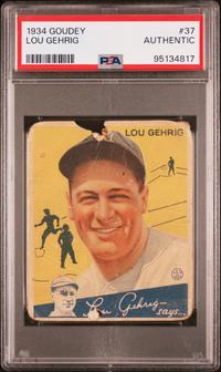 A 1934 Goudey Lou Gehrig Baseball Card No. 37 (PSA Authentic)