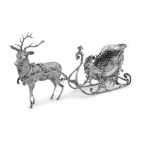 A Continental Silver-Plate Sleigh and Reindeer Centerpiece
