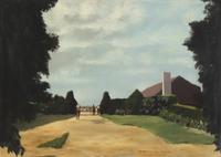 Vaughn Flannery (American, 1898-1955) — Last Horse Back, Greentree Stable Entrance, Aiken, South Carolina