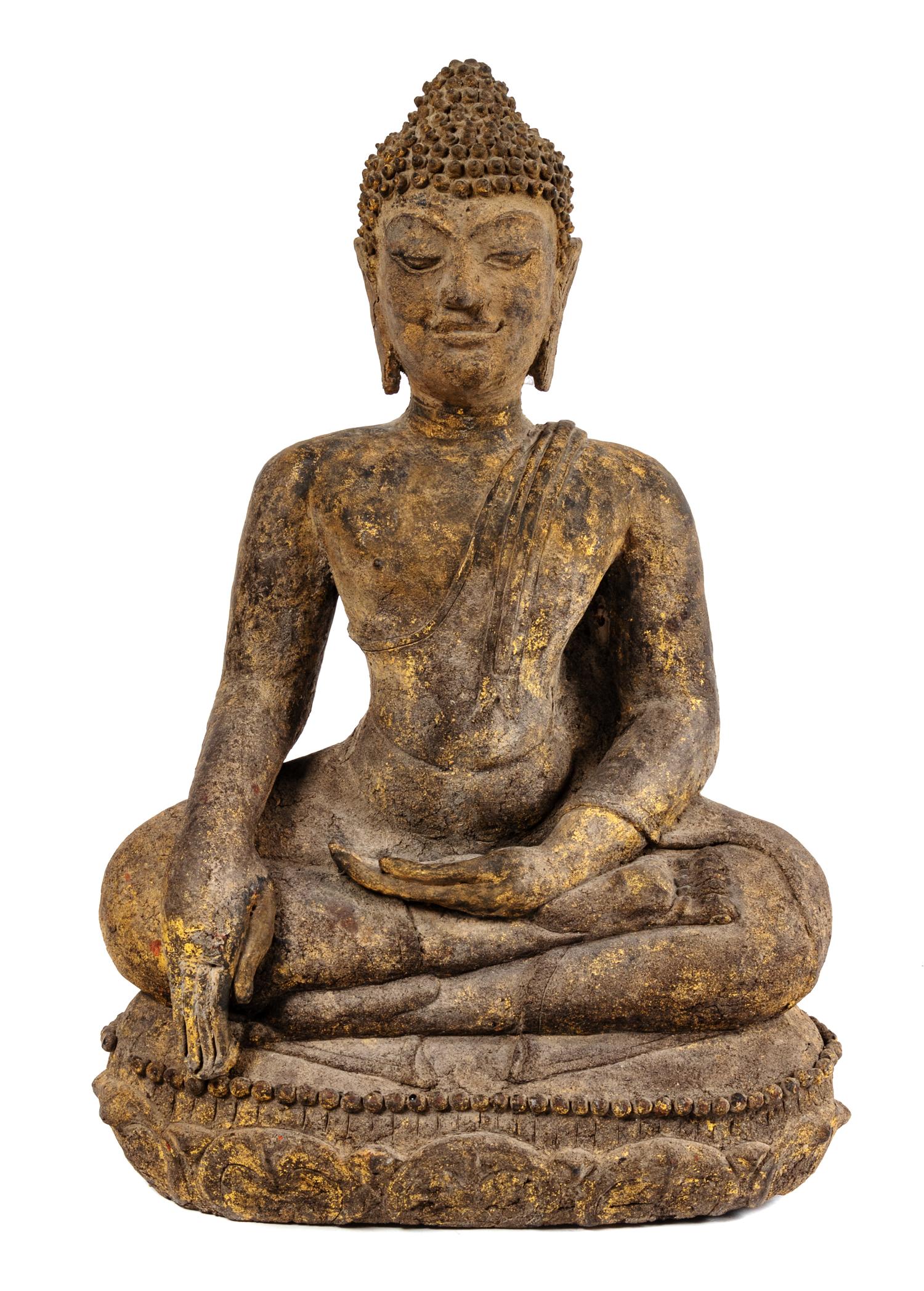 A Thai Lacquered Wood Figure of a Seated Lanna Buddha Height 24 inches. — POSSIBLY 16TH/17TH CENTURY