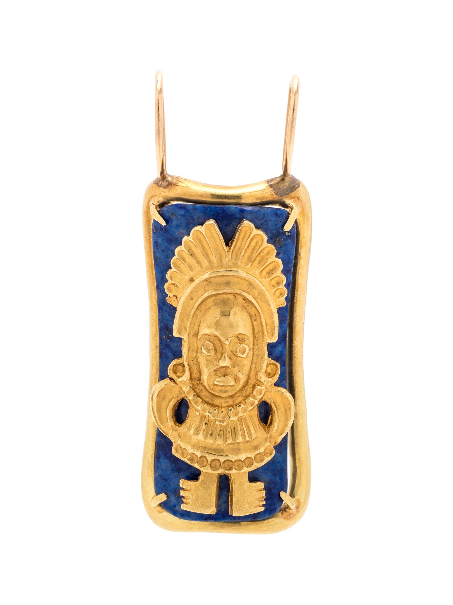 YELLOW GOLD AND LAPIS LAZULI SLIDE PENDANT