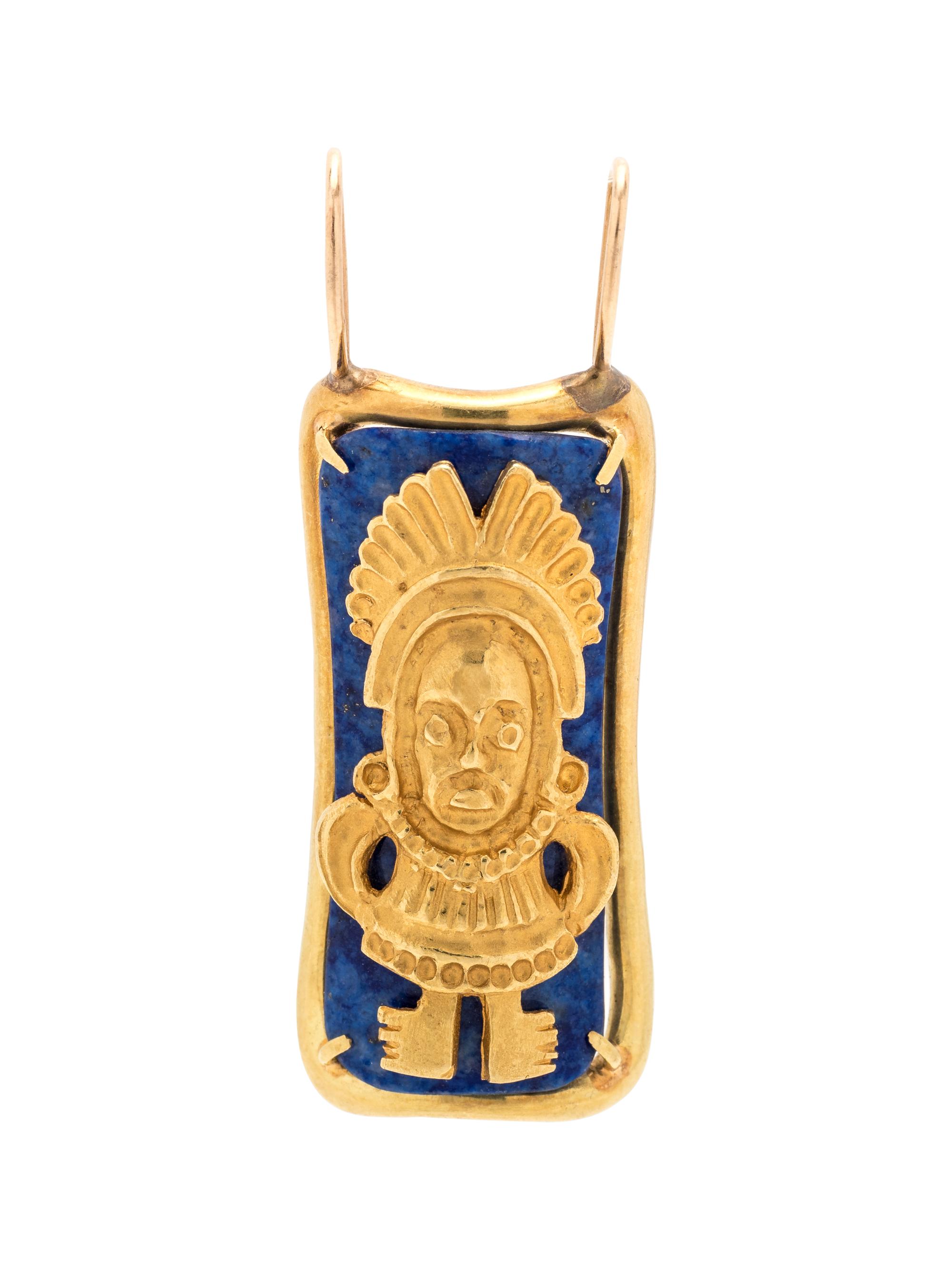 YELLOW GOLD AND LAPIS LAZULI SLIDE PENDANT