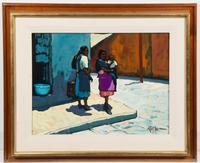 Artist Unknown, (Mexican, 20th century), Three Figures on a Corner