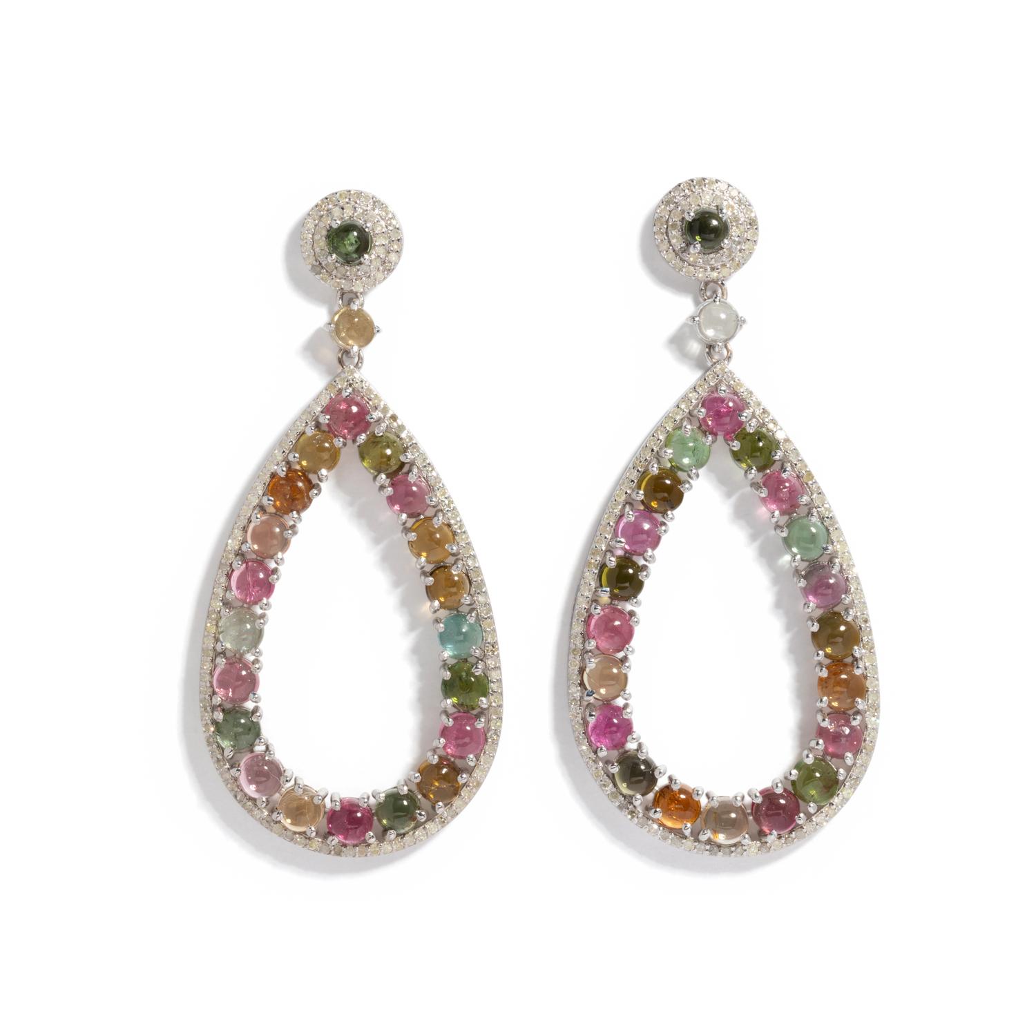 MULTICOLOR TOURMALINE AND DIAMOND EARRINGS