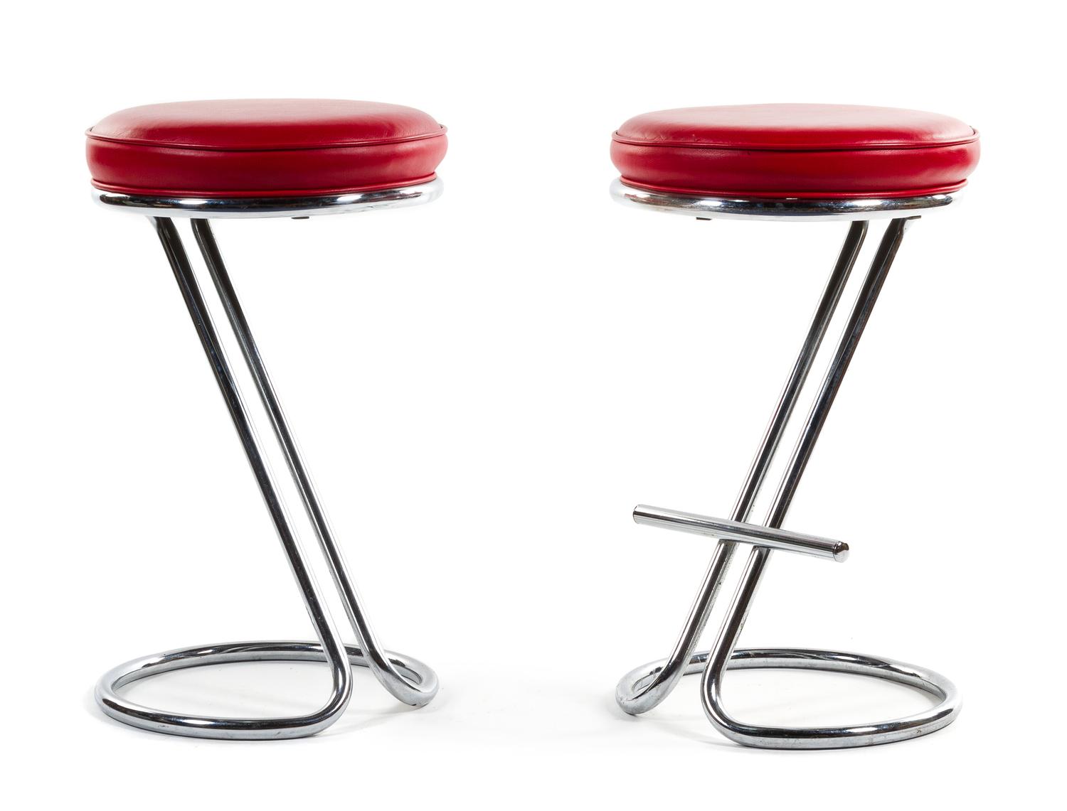 A Pair of Z Stools, Gilbert Rohde Height 24 1/2 inches.
