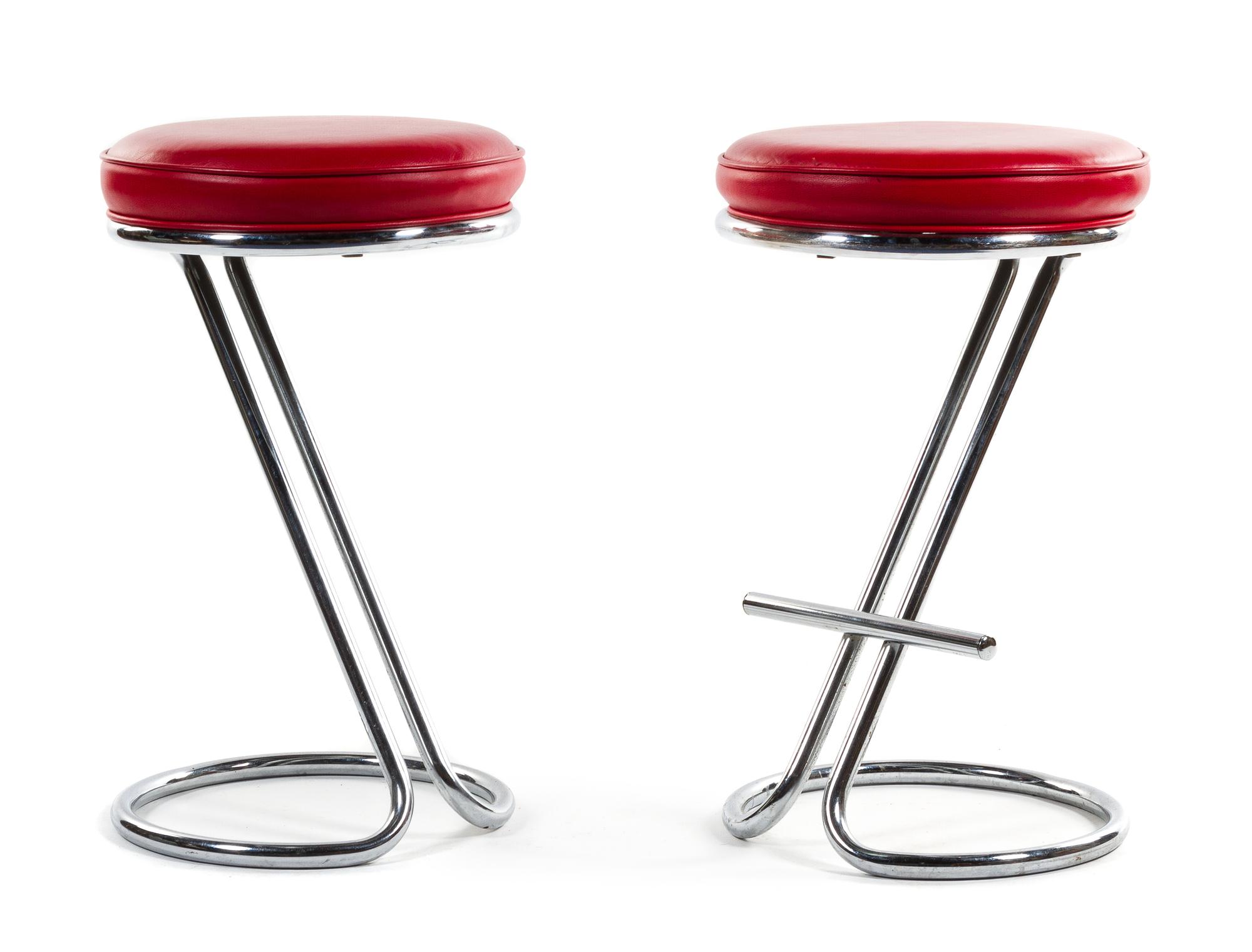 A Pair of Z Stools, Gilbert Rohde Height 24 1/2 inches.