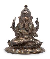 A Small Southeast Asian Silvered Metal Figure of Ganesha