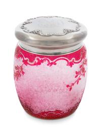 A Silver Mounted Baccarat Glass Tobacco Jar