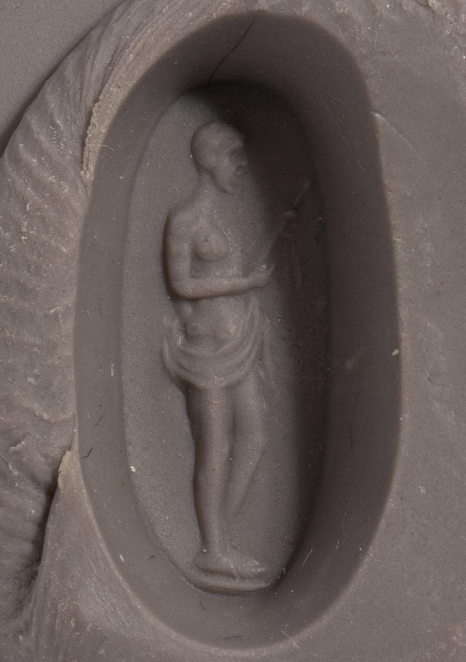 A Roman Banded Agate Intaglio with the Hero Theseus — Set in a gold ring
