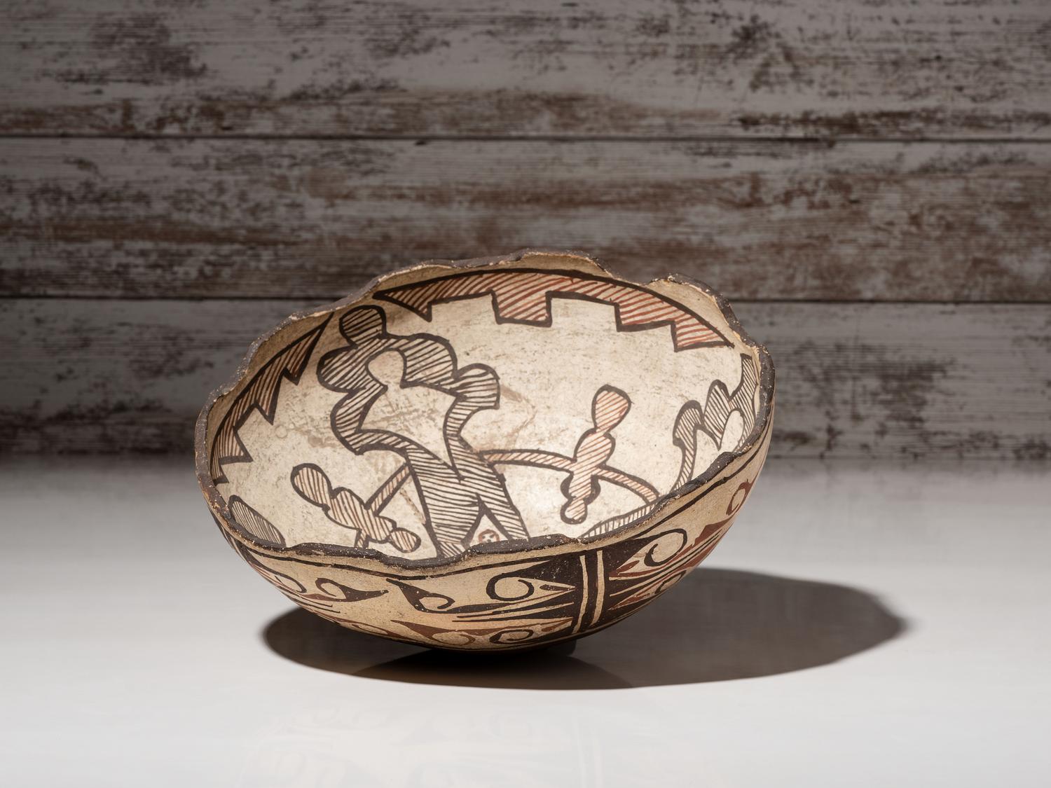 Zuni Polychrome Bowl, with Scalloped Rim