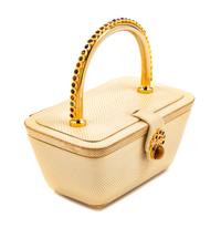 Judith Leiber Cream Skin and Jeweled Box with Top Handle
