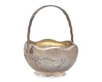 A Japanesque Sterling Silver Sugar Basket, Gorham Mfg. Co., Providence, RI, Date Mark for 1884